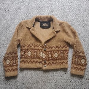 Cropped western vintage-style teddy jacket